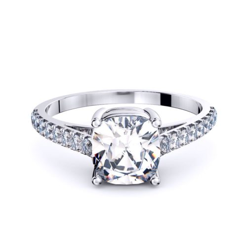 Adelaide diamond engagement ring cushion diamond with diamond set band