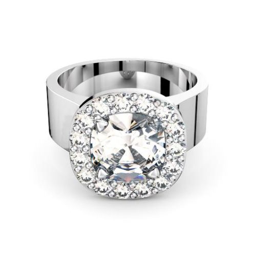 Adelaide diamonds cushion solitaire engagement ring with wide band