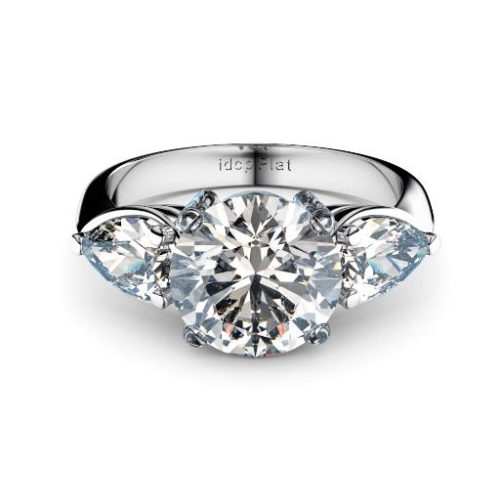 Adelaide diamond engagement ring three stone with side pears
